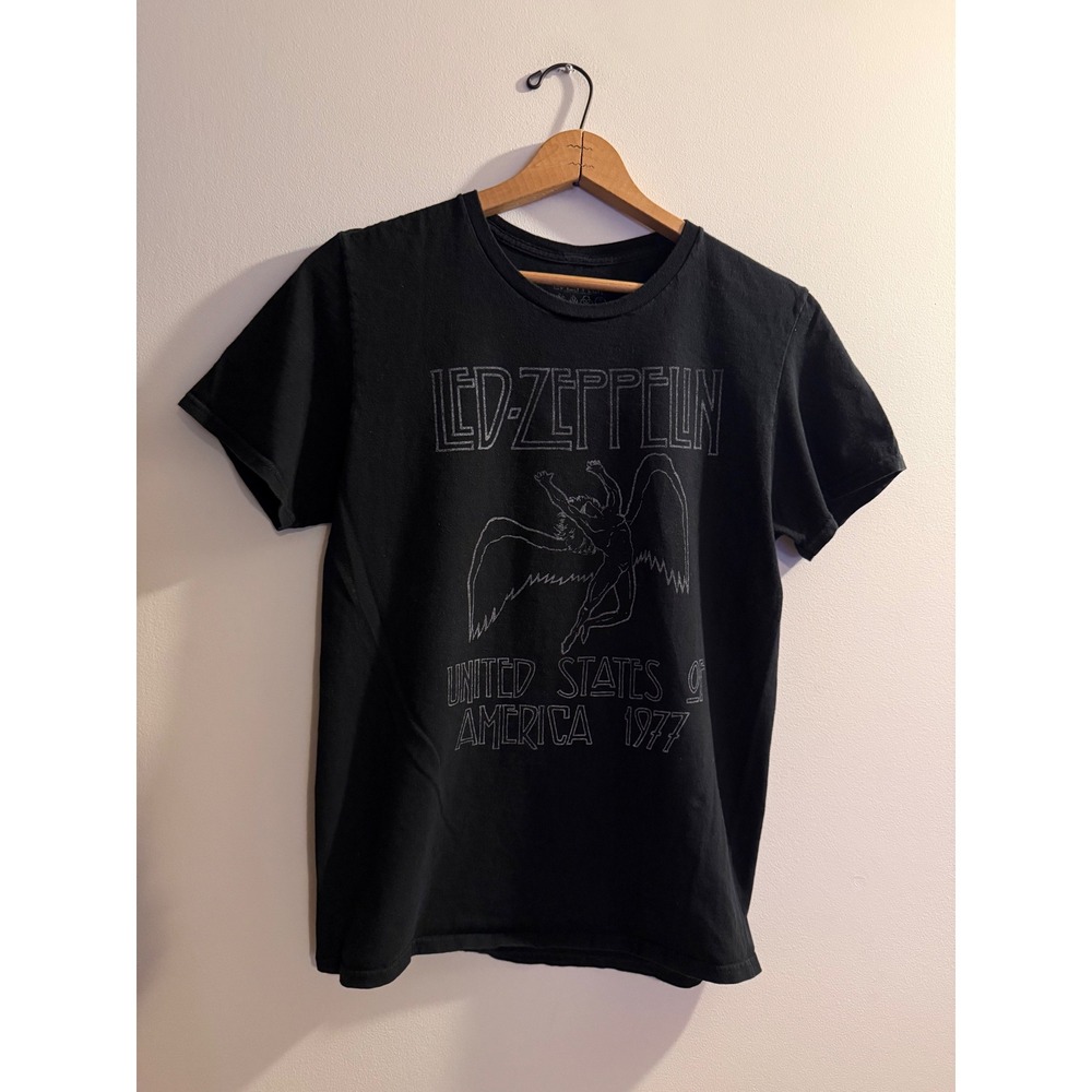 Led Zeppelin 1977 US Tour Icarus Graphic T-Shirt Black Mens Size Medium